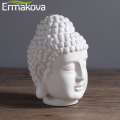 ERMAKOVA White Ceramic Buddha Head Sculpture Handmade Pottery Figurine Statue Home Decoration Buddha Altar Meditation Zen Gift