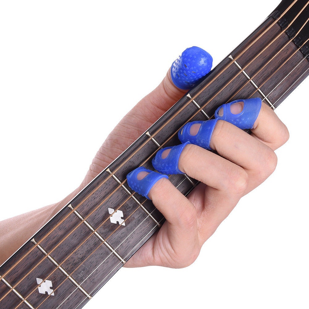 12 Pcs Thin Medium Celluloid Guitar Thumb Picks Finger Cap Protect Fingers for Splicing Line Pressing Elastic Ukulele Finger Hat