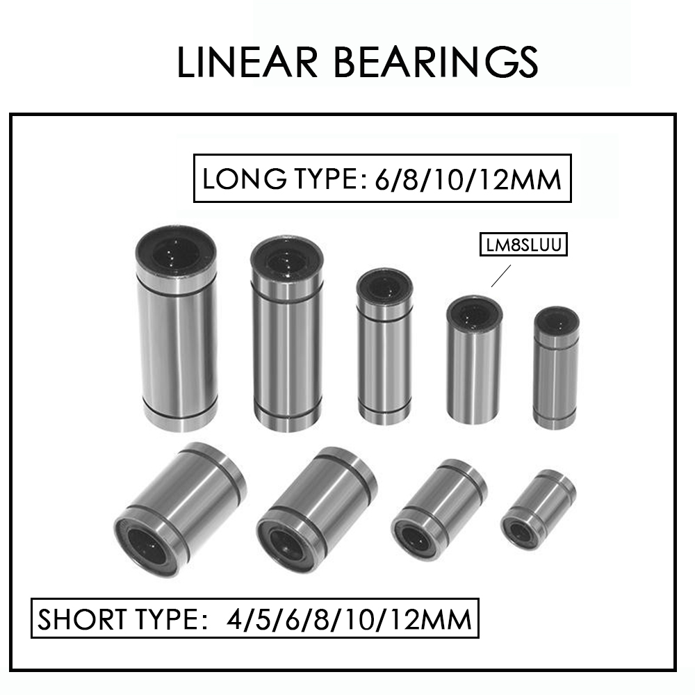 3D Printer parts LM8UU LM10UU LM6UU LM12UU Linear Bushing 8mm CNC Linear Bearings 8mm for Rods Liner Rail Linear Shaft parts.