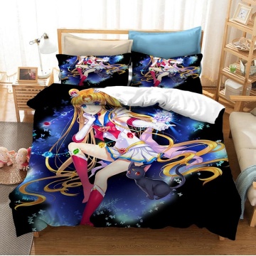 Anime Sailor Moon Cartoon Bedding Set Beautiful Girl Printed Duvet Cover Set Comforter Cover Bedlinens Twin Full Queen King Size