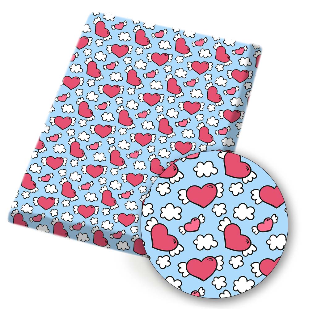 Valentine's Day Polyester Cotton Fabric Heart Love Printed Cloth DIY Mask Handmade Clothes Materials Home Textile 45*145cm 1pc