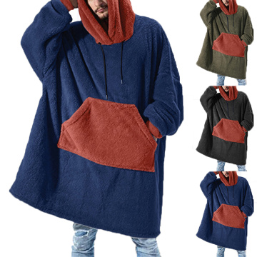 Winter Warm TV Pocket Hooded Blankets Adults Kids Bathrobe Sofa Cozy Blanket Sweatshirt Plush Coral Fleece Blankets Outwears