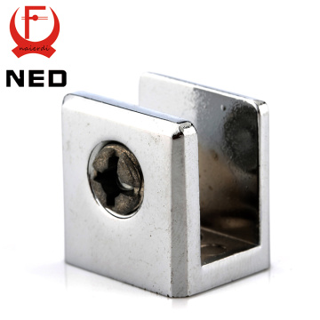 NED Square Glass Clamps Zinc Alloy Shelves Support Brackets Clips For 10mm Acrylic Furniture Hardware