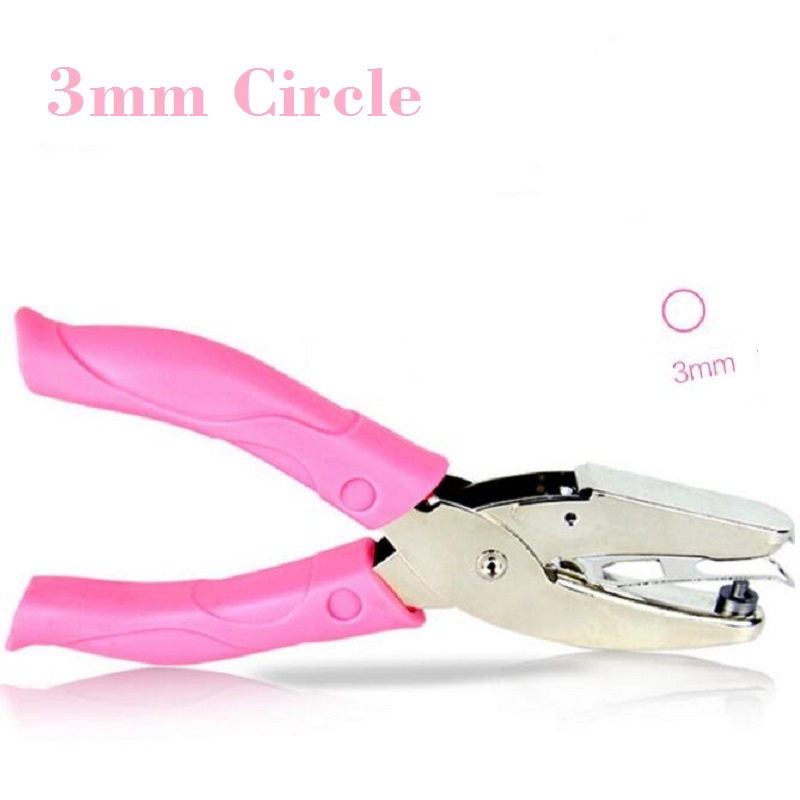 1-Hole Protable Hole Punch 6mm,3mm,1.5mm Circle Pattern, Heart Pattern and Star Pattern; Handle Single Hole Puncher
