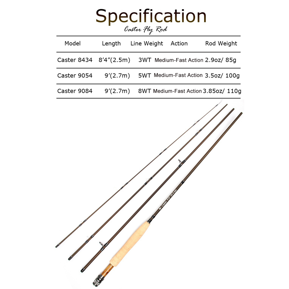 Fly Fishing Rod Blank 9FT 3/5/8WT with Case Medium-Fast Action Graphite IM8/ 30T Carbon Fiber Spey Fly Rod Ultralight Weight