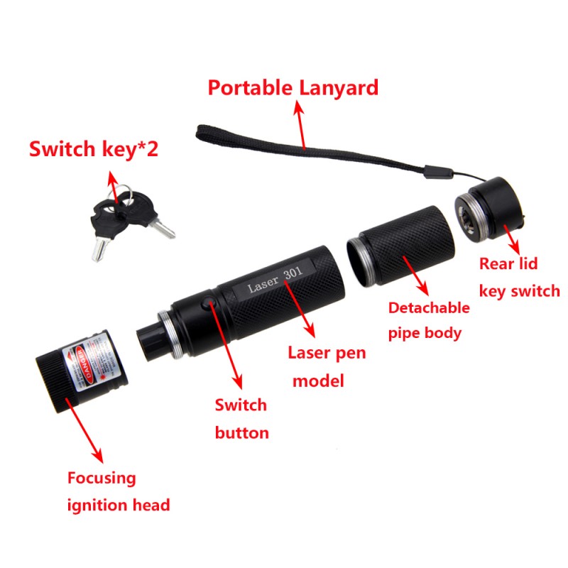 Powerful 5MW Red Green Purple Lazer Pen Light Military Adjustable Focus Laser Pointer with 18650 Battery Charger