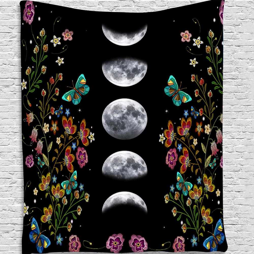 Psychedelic Flower Moon Tapestry Wall Hanging Starry Sky Room Decor Large Carpet/Sheets/Yoga Mat Art Home Decoration Accessories