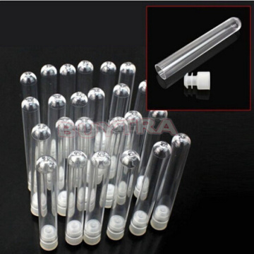 10Pcs Transparent 12x100mm U-shaped Bottom Long Test Tube Lab Supplies Clear Plastic Test Tube With Cap