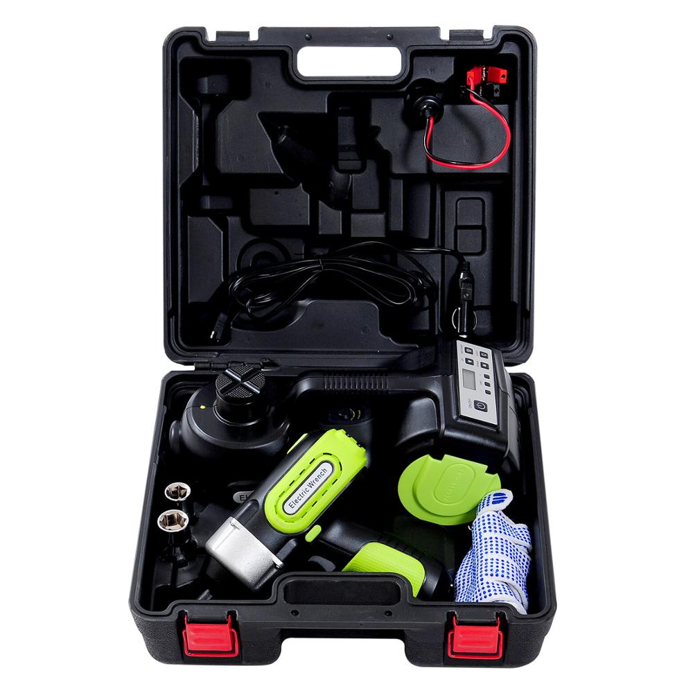 E-HEELP 3-in-1 Car Electric Hydraulic Jack with Inflator Pump LED Electric Impact Wrench Multifunctional Digital Jack