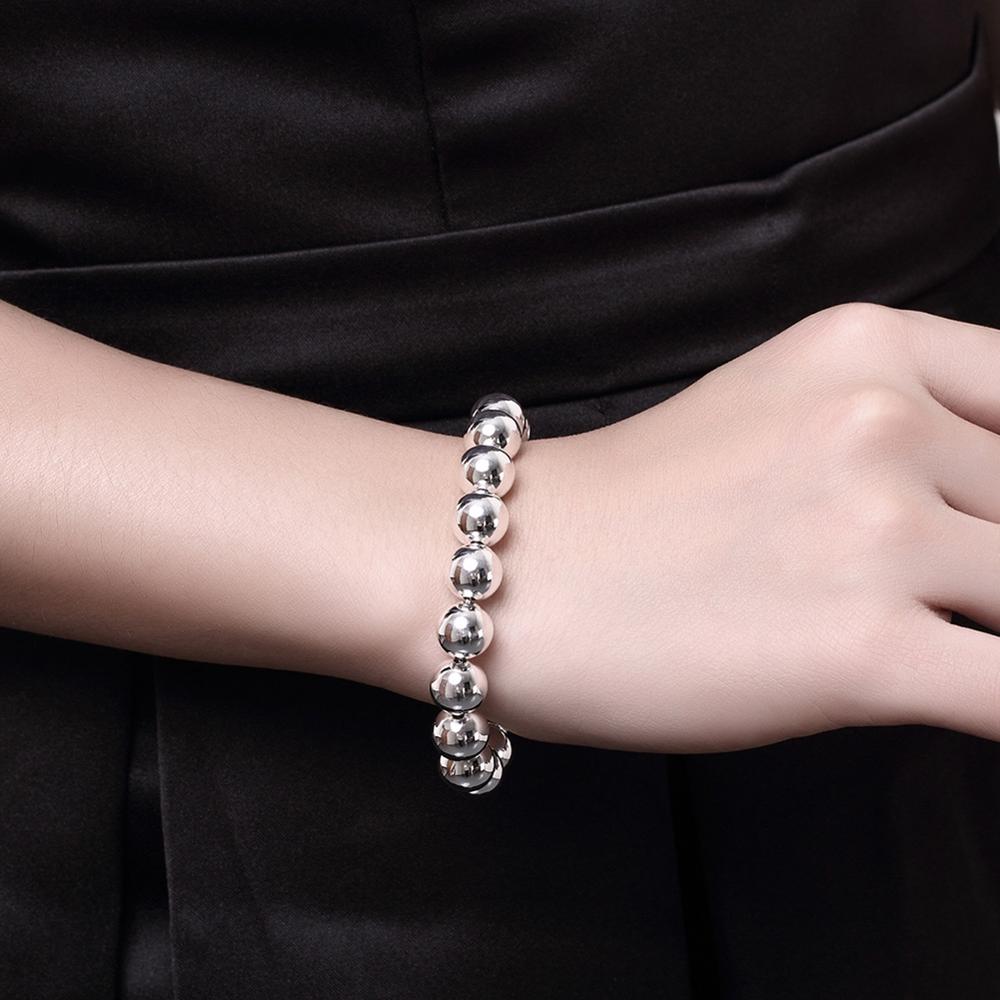 Brand Jewelry 925 Silver Jewelry 10mm Beaded Bracelet Bangles For Women High Quality Fashion Mens Silver Cuff Bracelet