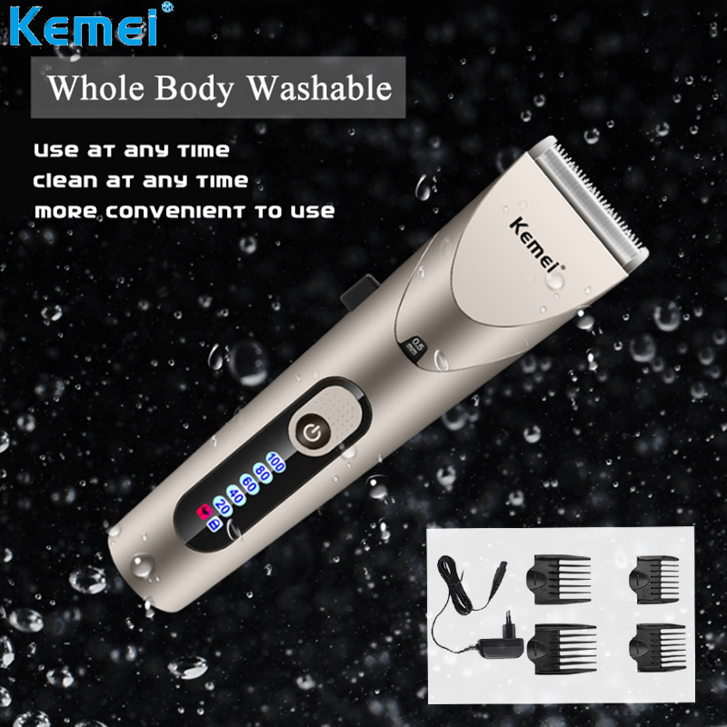 Kemei Professional Rechargeable Home Hair Trimmer Electric Waterproof Hair Clipper Men Wireless Hair Cutting Machine Barber