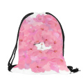 Watercolor Printed Lovely Pink Cat Kitten Handmade Drawstring Backpack Women Men Shopping Sports Casual Outdoor String Bag