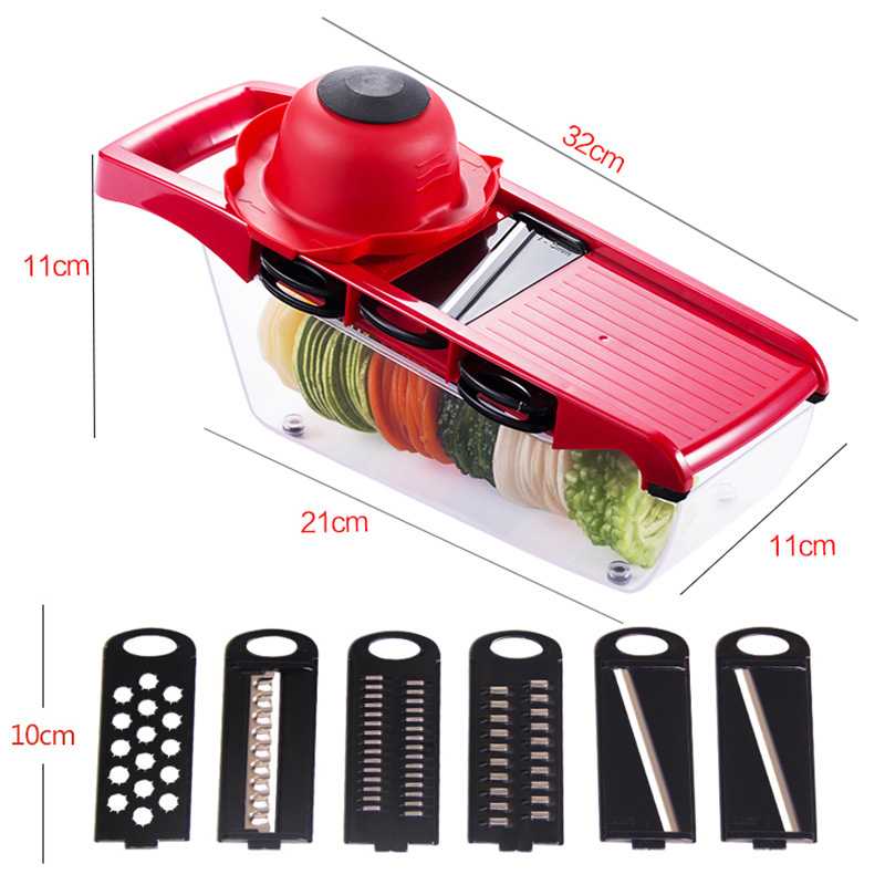 6 In 1 Vegetable Cutter with Steel Blade Mandoline Slicer Potato Peeler Carrot Cheese Grater vegetable slicer Kitchen Accessory