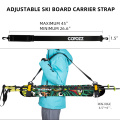 1pc Adjustable Skiing Pole Shoulder Hand Carrier Anti-slip with Ski Pole Hook Loop Protecting Neoprene Pad Ski Handle Strap Bags