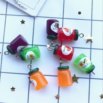 3d Resin simulation jam resin bottle necklace charms very cute keychain pendant necklace for DIY earrings decoration