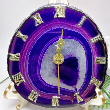 120-130mm natural agate slice hand crystal craft clock healing crystal decoration