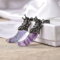 1PC Natural Fluorite wolf tooth Pendant Natural Quartz Retro Fashion Mineral Jewelry Amulet For Personality men and women Gift