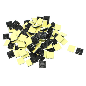 20mm*20mm black Tie Mount Plastic Self Adhesive Cable Mounter Base Holder White glue type cable positioning fixed seat 100pcs
