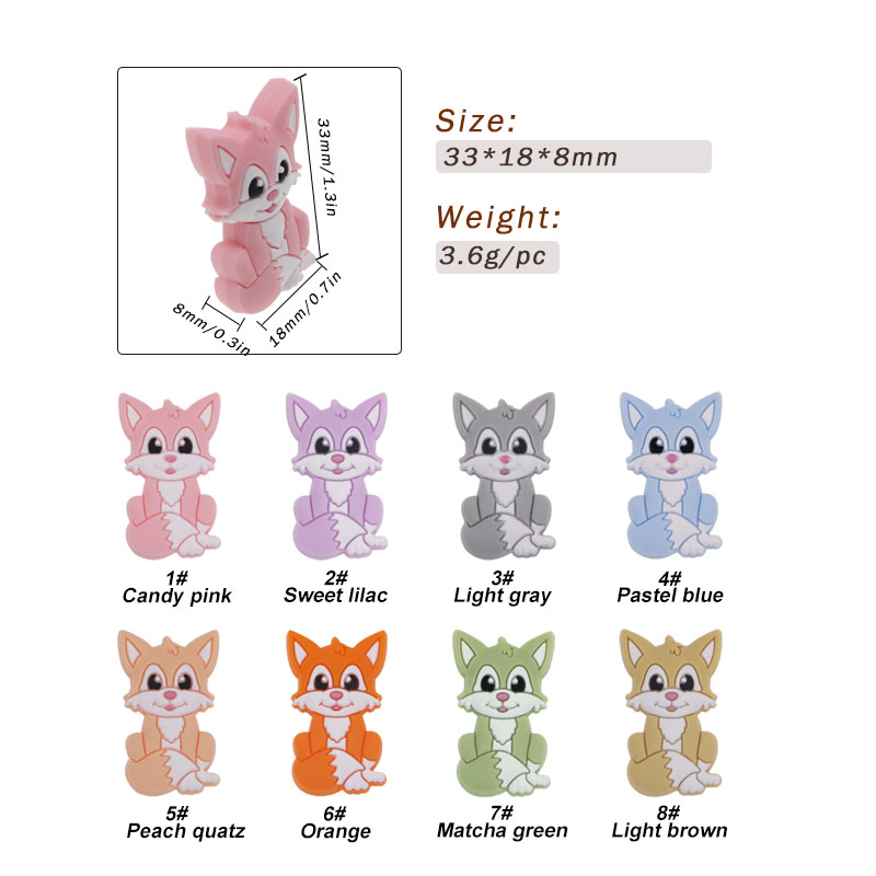 kovict 50/100/200/500 Mini Fox Silicone Beads Baby cute Cartoon Pacifier Toy Accessories