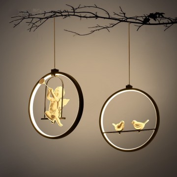 Nordic Creative Simple Kitchen Lights Hanging Led Circular Bird Light Modern Restaurant Dining Room Pendant Lights Bird Lamp