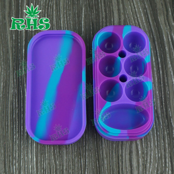 Silicone container for wax silicon Box case for Atomizer vaporizer dry herb E Cigarette Oil Box 34ml 6+1 large 5pcsfree shipping