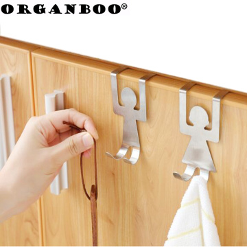 ORGANBOO 1Set Cartoon stainless steel back door hook creative scarf towel cloth free nails door cabinet door wipes storage hook