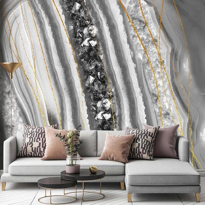 Custom Mural Wallpaper Modern Light Luxury Abstract Crystal Marble Pattern Wall Paper Living Room TV Sofa Bedroom Wall Painting