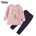 VIKITA Children Cotton Clothing Sets Toddlers Baby Girls Long Sleeve Owl Sequins T shirt and Trouser Pants Girls Autumn Clothes