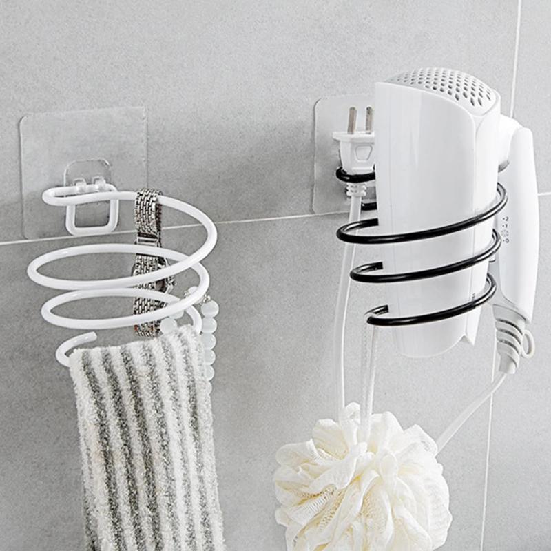 1PC Iron/ABS Bathroom Hairdryer Rack Wall-mounted Wall Shelf Storage Hairdryer Self-adhesive Organizer Bathroom Accessories