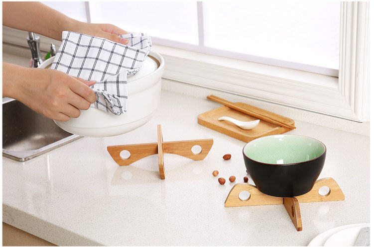 Brand New Bamboo Heat Resistant Pan Mats Holder Removable Kitchen Cooking Bowl Cup Coaster Cooking Tools Set
