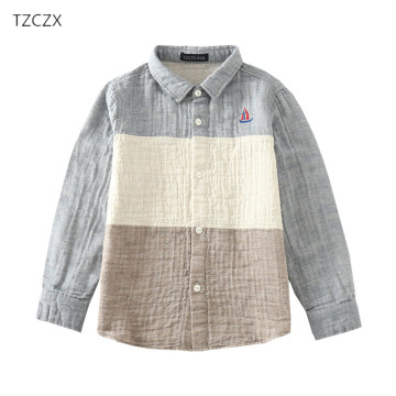 Autumn Children Shirts European and American Style Patchwork Color Boys Shirts Clothing For 4-14 Year Kids wear