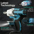 18V 520N.m Impact Wrench Electric Brushless Screwdriver Speed 1/2" Socket Wrench Power Tool Rechargable LED Light With Battery