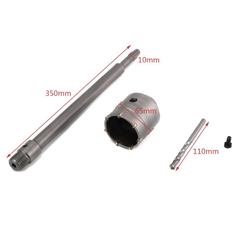 65mm SDS Plus Drill Bits Hole Saw Cutter Drill Bit Kit Extension Masonry Hole Cutter for Brick Concrete Cement Wall