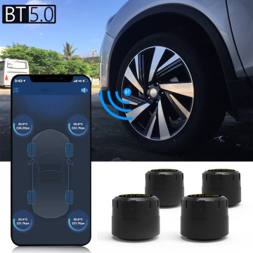VODOOL C01 Bluetooth 5.0 TPMS Car Tire Pressure Monitor System With 4 Sensors For iOS Android Mobile Phone APP Monitoring Alarm