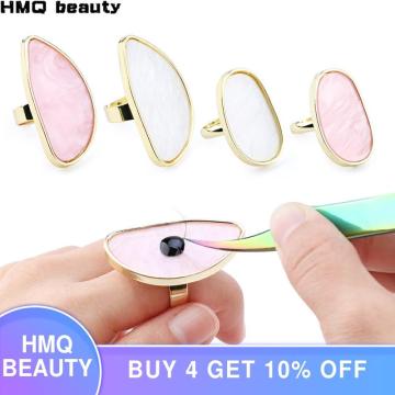 1Pc Eyelash Extension Ring Natural Shell Gold-plated Ring Glue Ring Single False Eyelash Glue Frame Eyelash Extension Tool