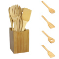 New kitchen tools 1/6pcs Bamboo Spoon Spatula Kitchen Utensil Wooden Cooking Tool Mixing Set ( stand not included)