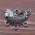 WYSIWYG 4pcs Jewelry Diy Handmade Craft Charms Antique Silver Color 24x29mm Goldfish Connector Accessories