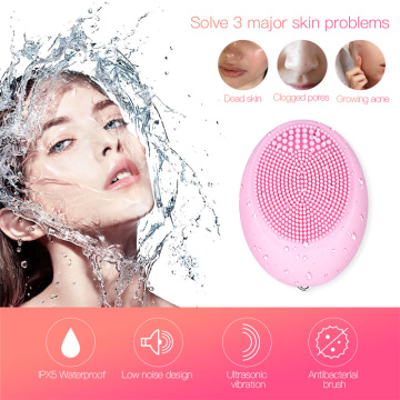 Mini Electric Sonic Facial Cleansing Brush Vibration Silicone Waterproof Face Pore Cleaner Blackhead Acne Removal Skin Care Tool