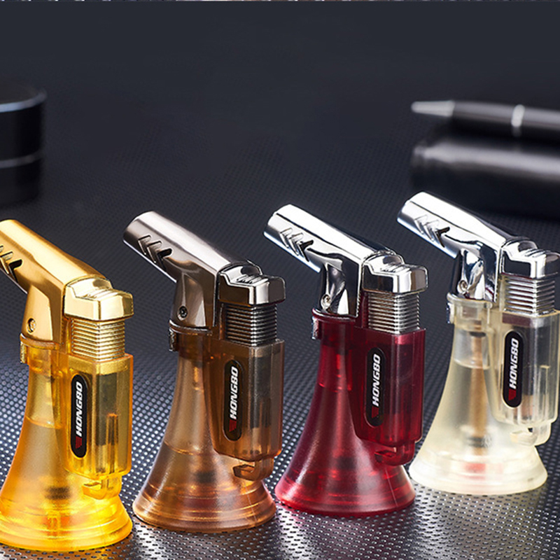 Visible Gas Butane Jet Lighter Turbine Torch Lighter Fireproof Windproof Spray Gun Metal Lighter 1300 C Gas Free Cigarette Acces