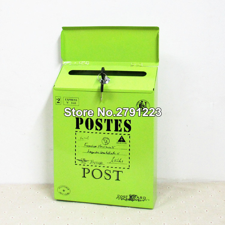 5 Colors Vintage Mail Box Case Metal Tin Newspaper Letter Mailbox Waterproof Post Box Lockable Box Garden Ornament