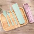 Dust-proof Chopsticks Spoon Fork Utensil Dinnerware Eco-friendly Cute Portable Travel Adult Cutlery Wheat Straw Fork Camping