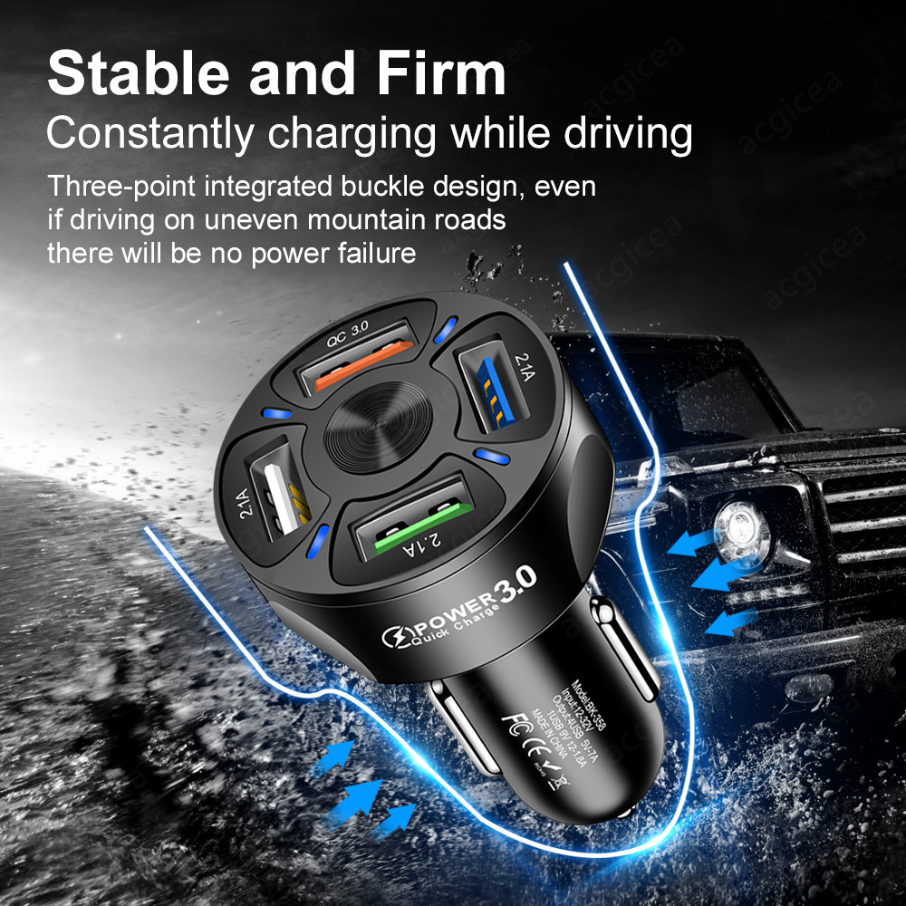 Quick Charge 3.0 Fast Charging 4 USB Car Charger For Samsung Xiaomi Car-Charger For iPhone 11 XR 8 QC 3.0 Mobile Phone Chargers