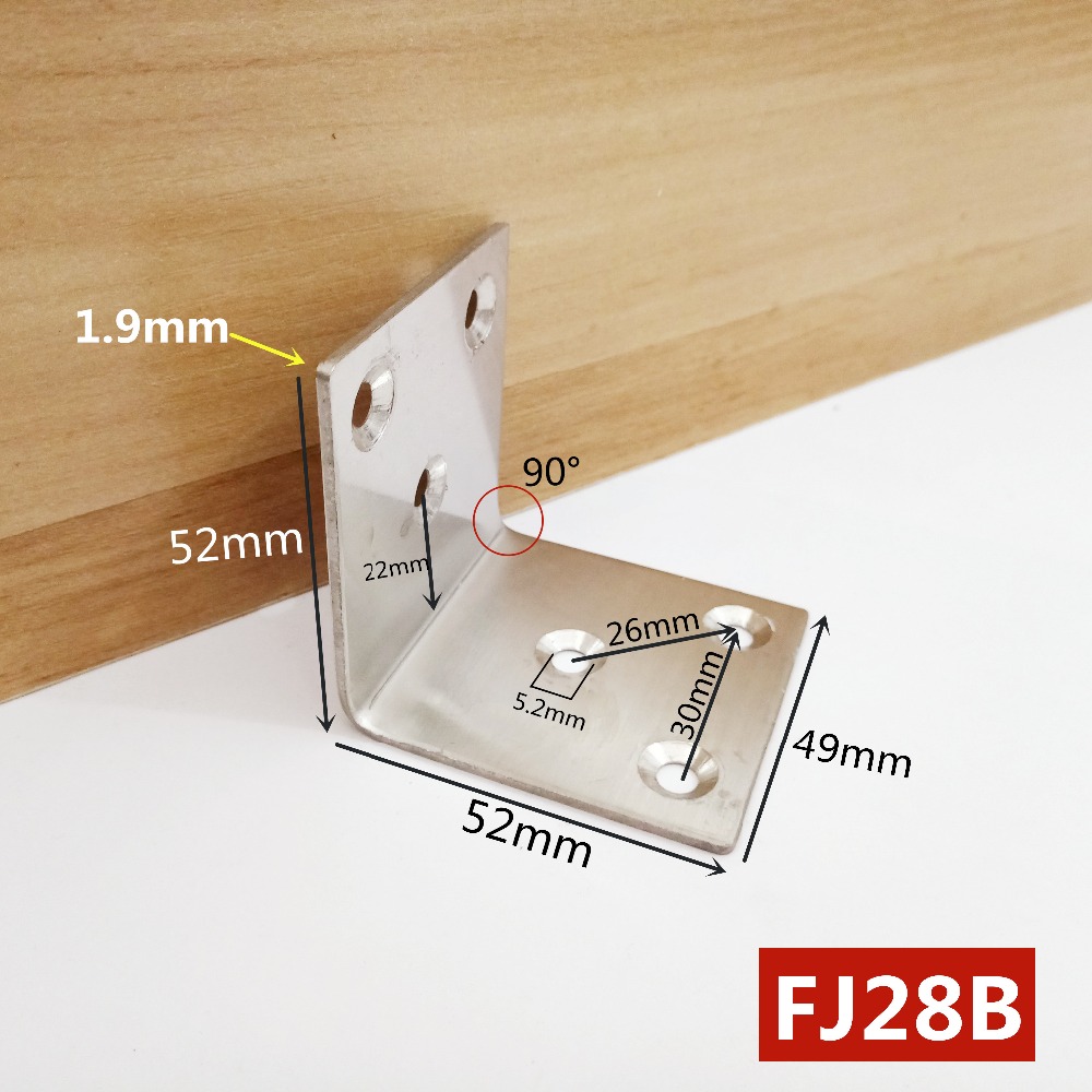 Square shape 90 Degree Stainless Steel Angle Corner Brackets Fasteners Protector Corner Stand Supporting Furniture Hardware