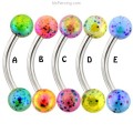 Curved Barbell with Multicolored Splatter Balls