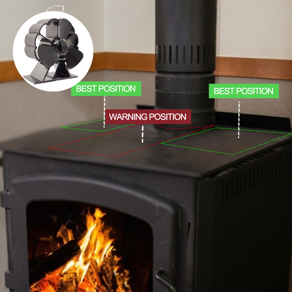 Fireplace Fan 3 Blade Wood Stove Fan Silent Heat Powered Eco Fan For Log Burner Head Moving Stove Fan Home Indoor Heating Fan