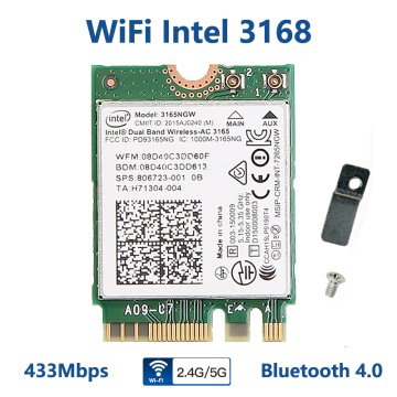 433Mbps Intel 3165 Wifi Card Dual Band 2.4G/5Ghz 802.11ac WiFi + Bluetooth 4.0 Network Mini Adapter 3165NGW