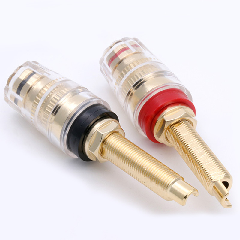 4Pair Brass Binding Post HIFI Terminals Connector, 19MM Binding Post HIFI Speaker Amplifier Audio Plug Match 4mm Banana Plug
