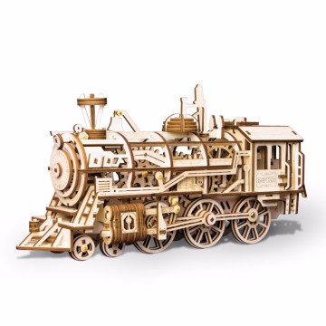 Robotime DIY Movable Locomotive by Clockwork Wooden Model Building Kits Assembly Toys Gift LK701 for Dropshipping