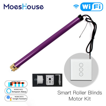Motorized Electric Smart Tubular Roller Shade Blinds Motor 4 Wires Smart Life App Remote Control Works with Alexa Google Home