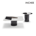 Solid Black and White Marble Coffee Tables